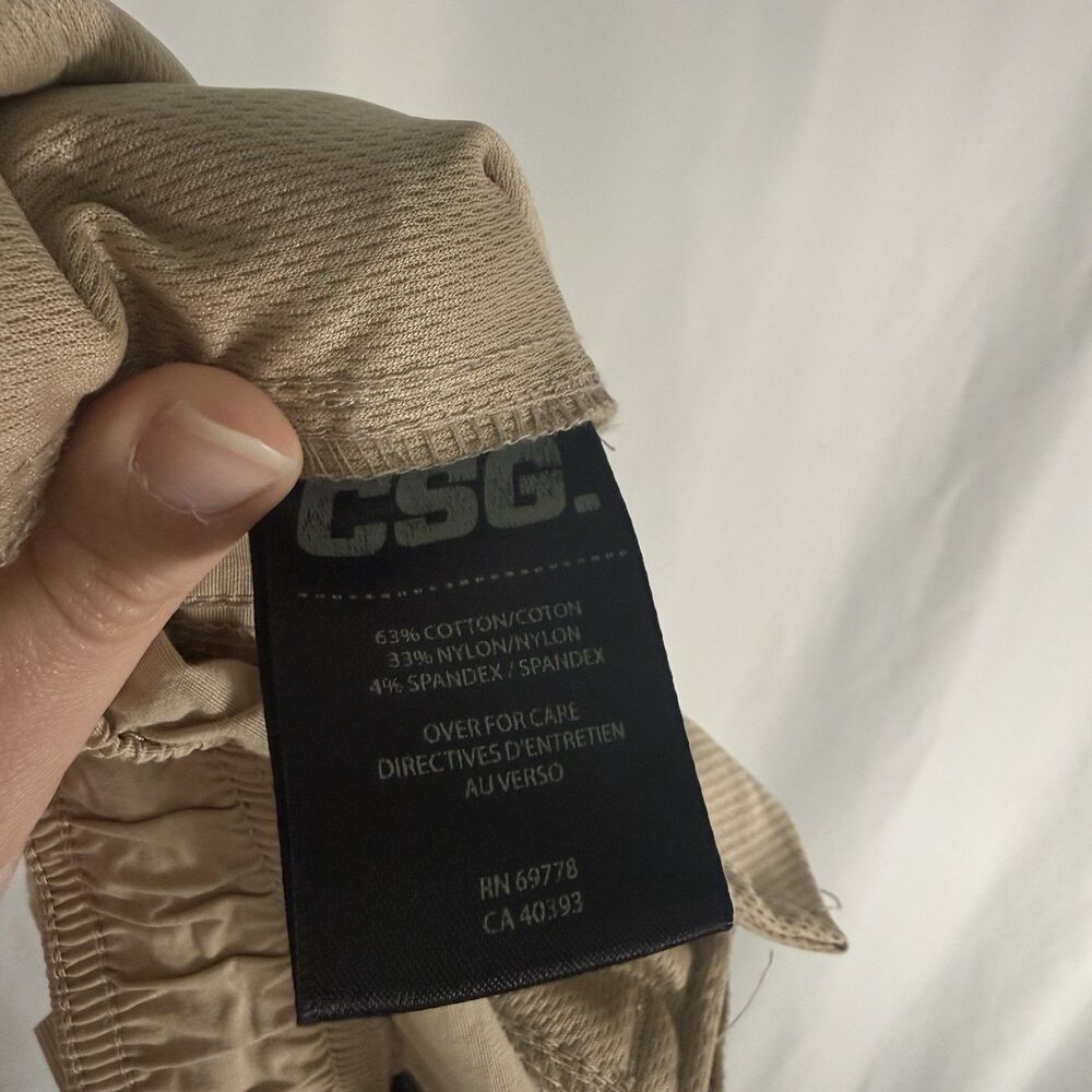 CSG Tactical Joggers Men's Medium Beige Drawstring Cargo Snap Pockets - Picture 8 of 9